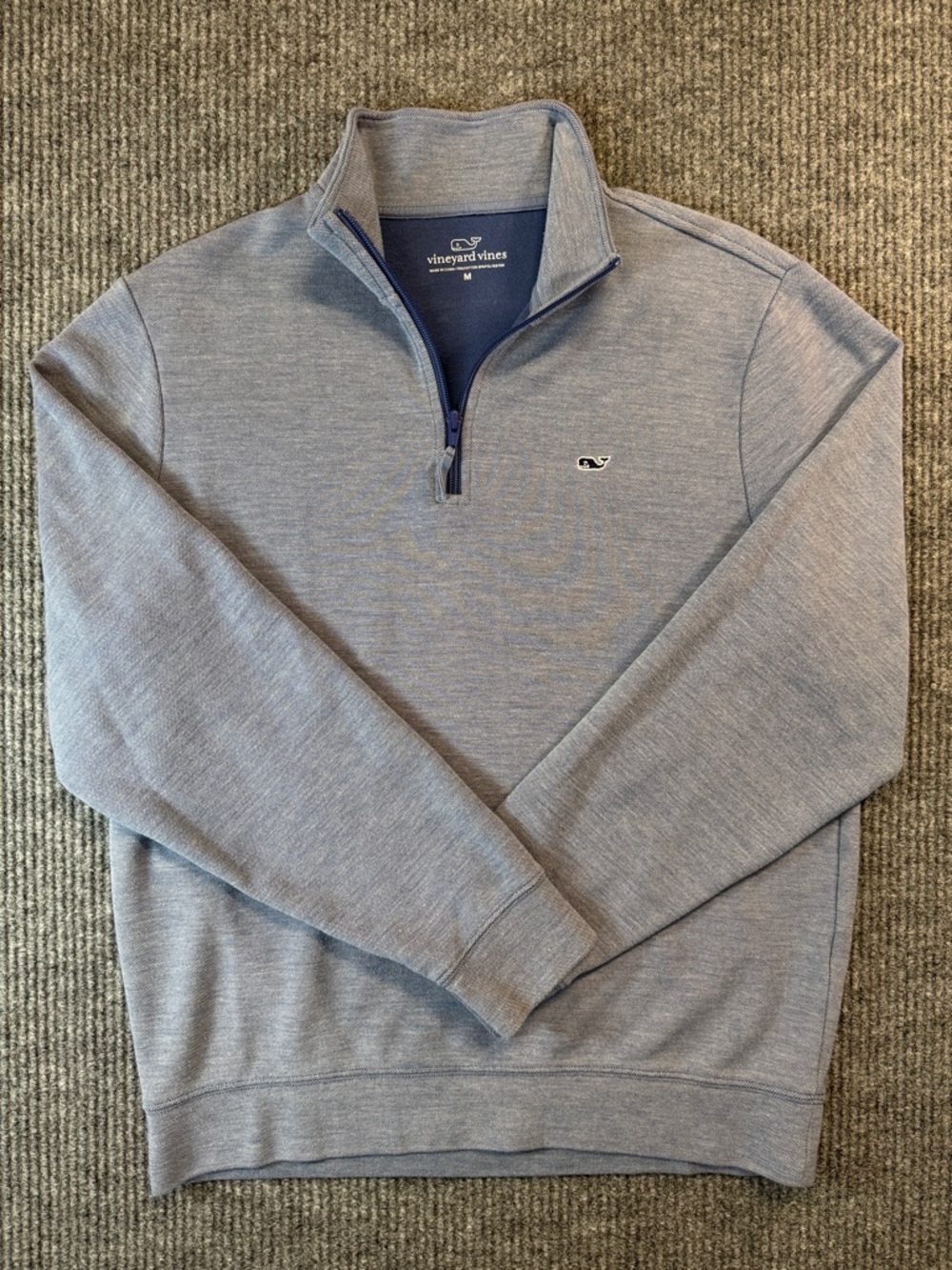 Vineyard Vines Men’s Heathered Light Blue Quarter-Zip Pullover Medium